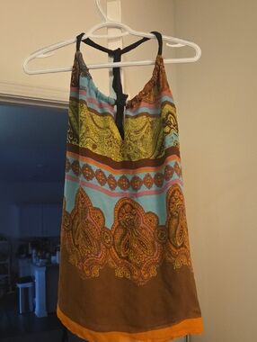 Single Multicolor Paisley Camisole Top - Blue, Brown, Yellow